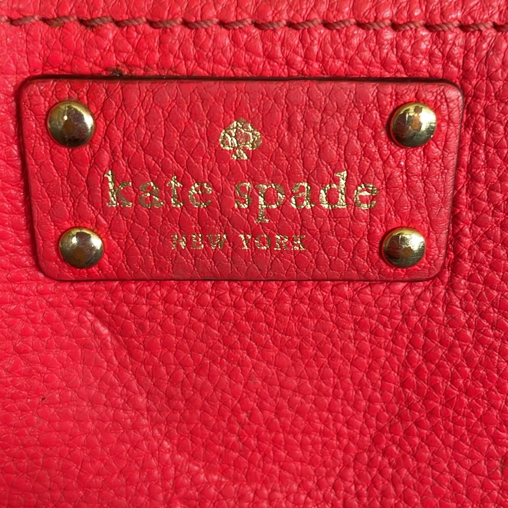 Kate Spade continental large wallet purse in coral red zip around - Picture 2 of 10